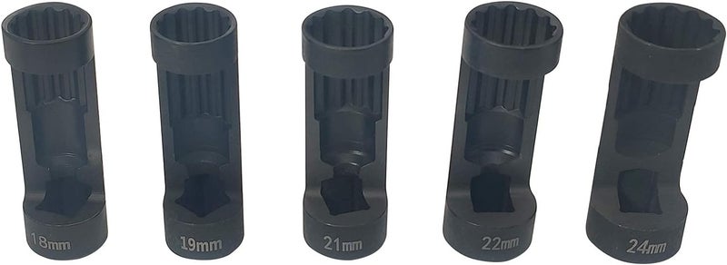 ZKTOOL Suspension Strut Socket Tool,5PC Strut Nut Socket 18mm 19mm 21mm 22mm 24mm with 12 Point 1/2" Drive, Easy Remove Strut Nuts - Image 1